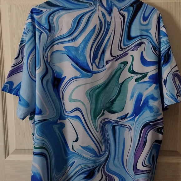 Beautifully chaotic - lightweight, sz XL button-down print shirt - Picture 2 of 3